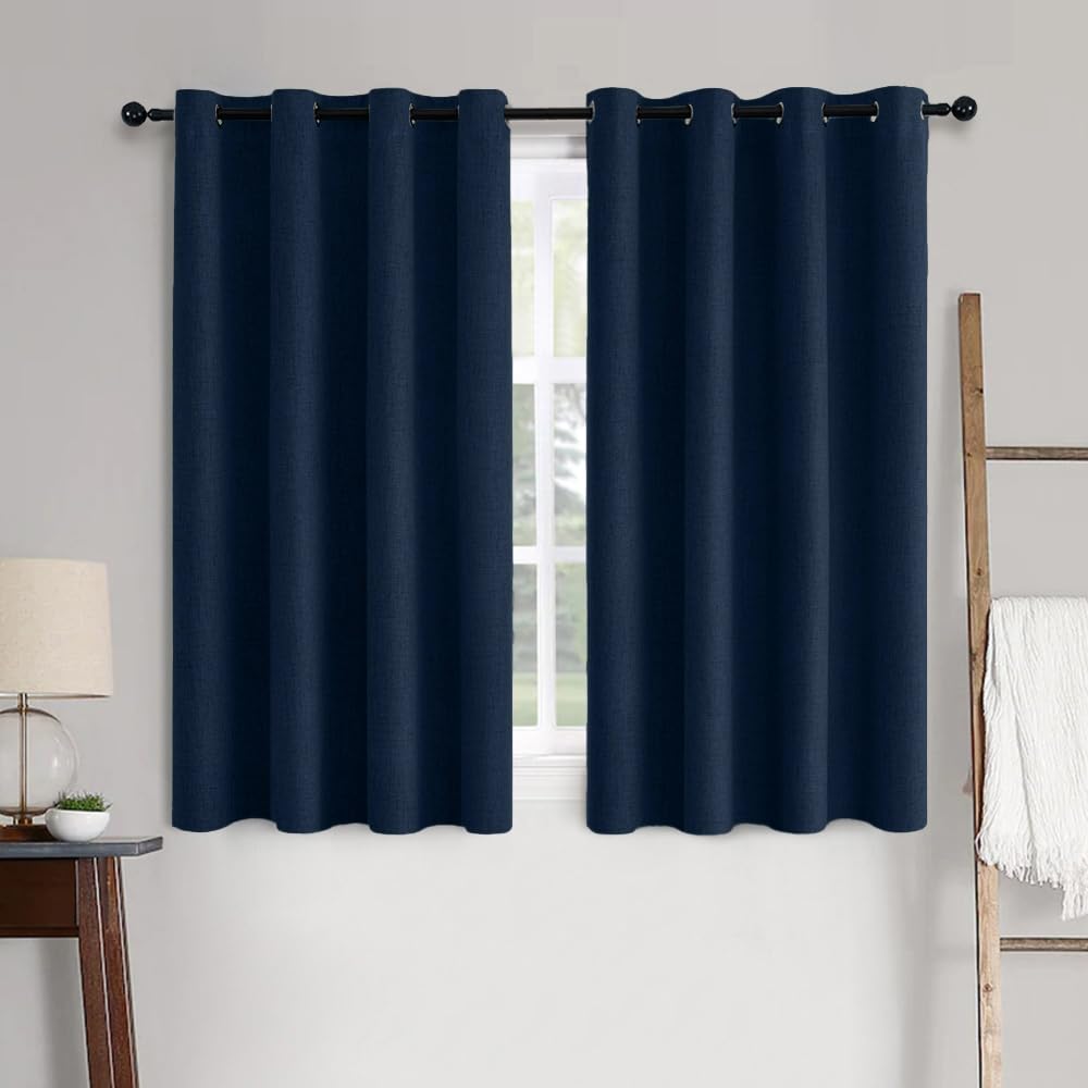 MIULEE 100% Blackout Linen Curtains for Bedroom 52x54 Inches Natural Beige