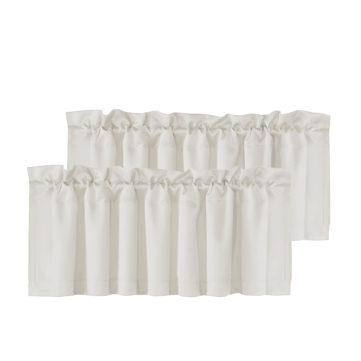H.VERSAILTEX 2 Panels White Valance for Windows, Natural Blackout Curtains Valances for Small Windows/Living Room/Bedroom/Bathroom Rod Pocket 52" W x 18" L, Pure White，2 Packs