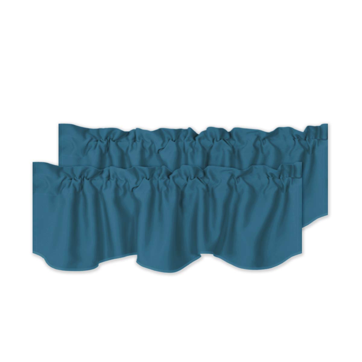 H.VERSAILTEX 2 Panels Blackout Curtain Valances for Kitchen Windows/Living Room/Bathroom Privacy Protection Rod Pocket Decoration Scalloped Window Valance Curtains, 52" W x 18" L, Black
