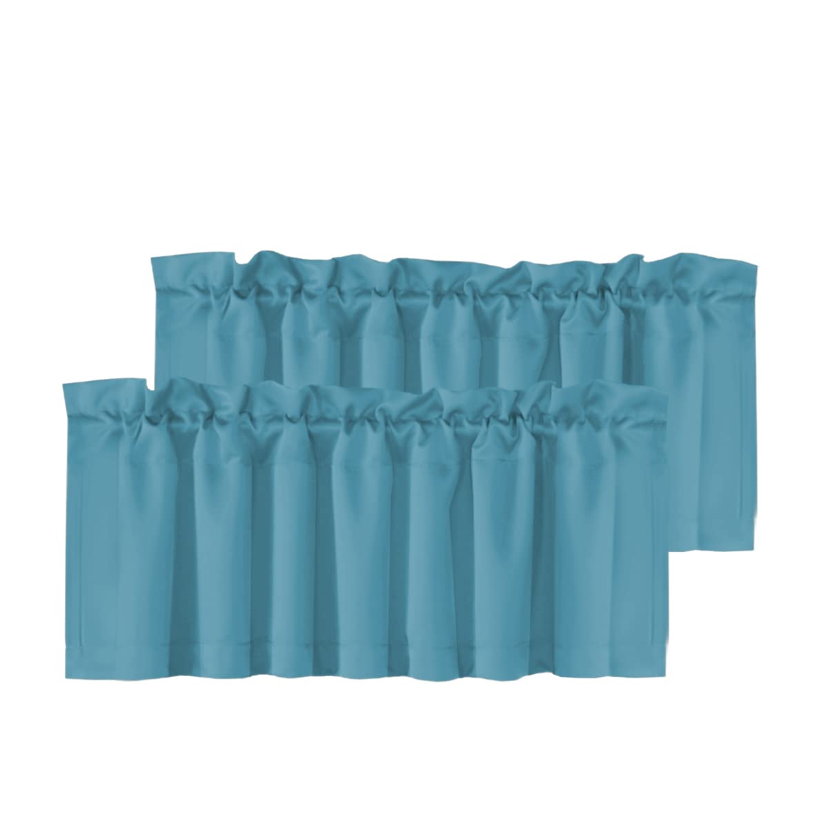 H.VERSAILTEX 2 Panels White Valance for Windows, Natural Blackout Curtains Valances for Small Windows/Living Room/Bedroom/Bathroom Rod Pocket 52" W x 18" L, Pure White，2 Packs