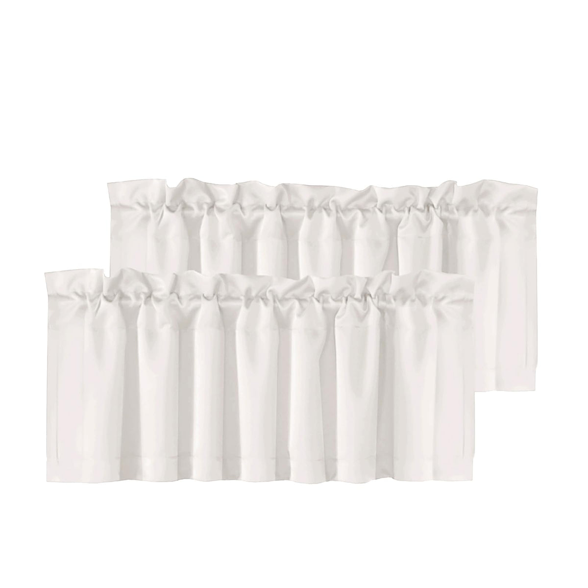 H.VERSAILTEX 2 Panels White Valance for Windows, Natural Blackout Curtains Valances for Small Windows/Living Room/Bedroom/Bathroom Rod Pocket 52" W x 18" L, Pure White，2 Packs