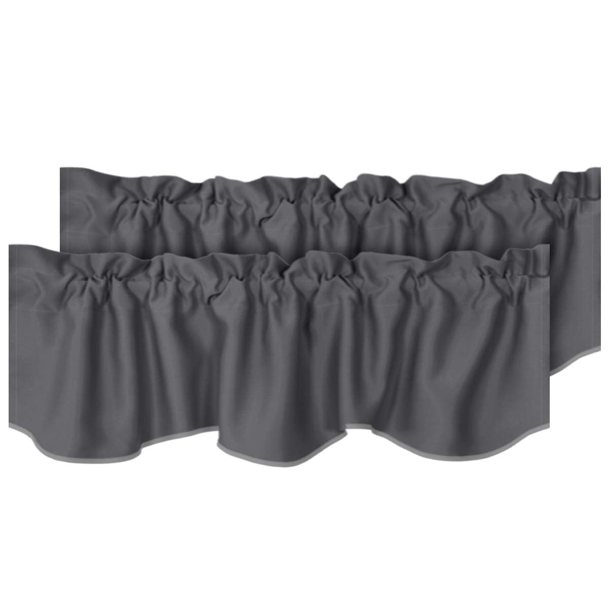 H.VERSAILTEX 2 Panels Blackout Curtain Valances for Kitchen Windows/Living Room/Bathroom Privacy Protection Rod Pocket Decoration Scalloped Window Valance Curtains, 52" W x 18" L, Black