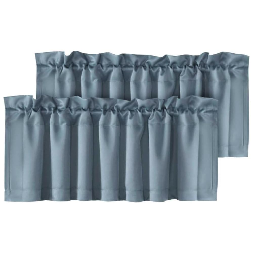 H.VERSAILTEX 2 Panels White Valance for Windows, Natural Blackout Curtains Valances for Small Windows/Living Room/Bedroom/Bathroom Rod Pocket 52" W x 18" L, Pure White，2 Packs