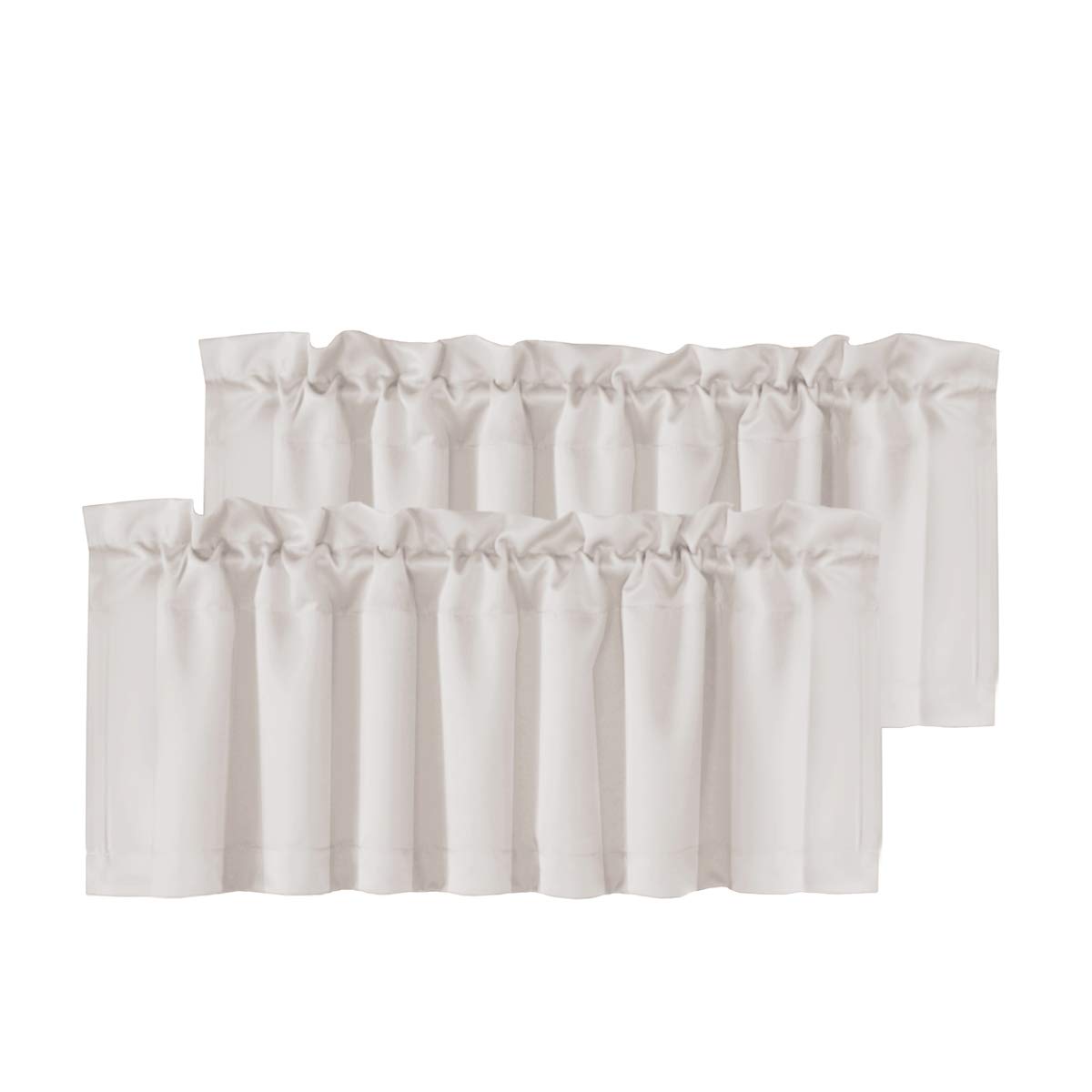 H.VERSAILTEX 2 Panels White Valance for Windows, Natural Blackout Curtains Valances for Small Windows/Living Room/Bedroom/Bathroom Rod Pocket 52" W x 18" L, Pure White，2 Packs