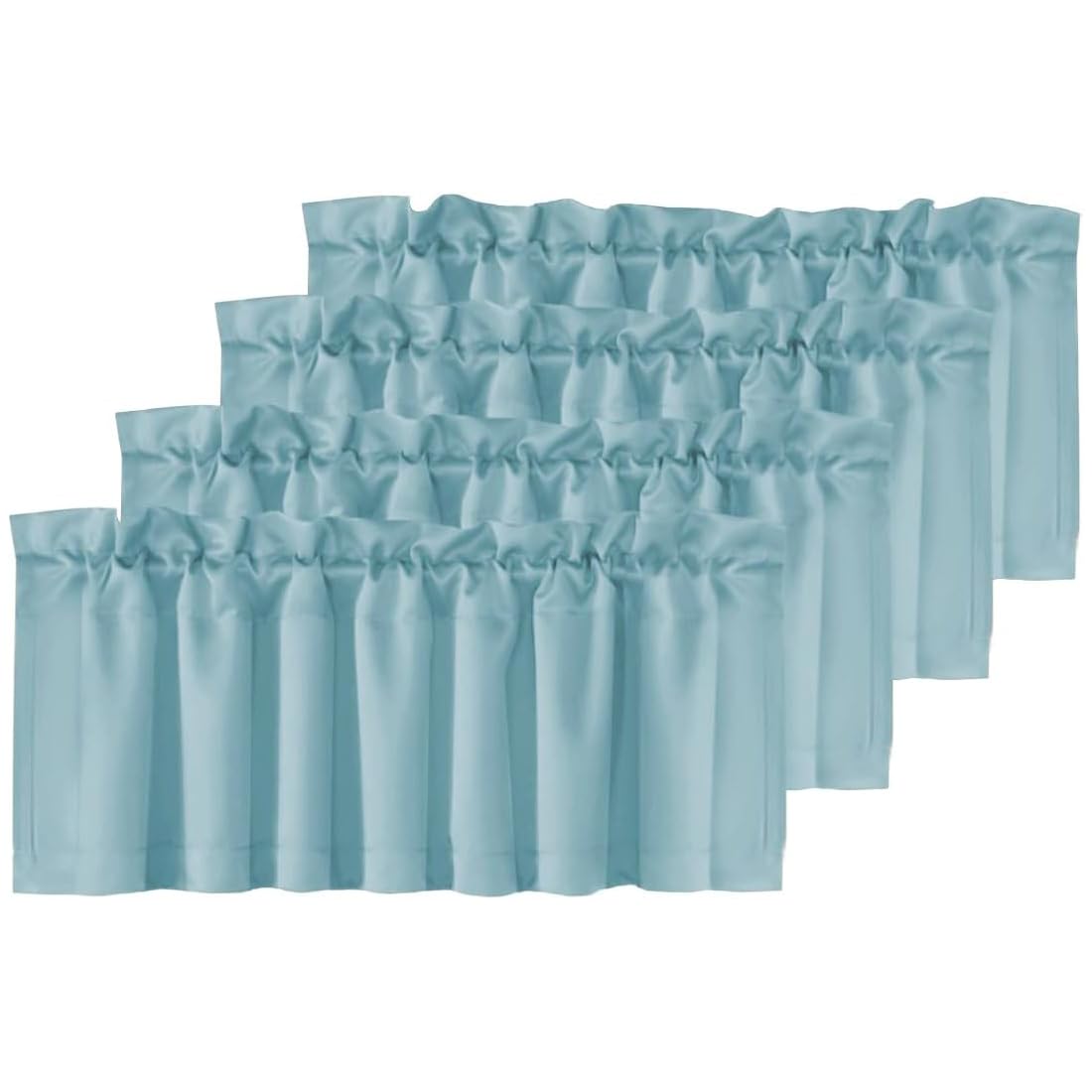 H.VERSAILTEX 2 Panels White Valance for Windows, Natural Blackout Curtains Valances for Small Windows/Living Room/Bedroom/Bathroom Rod Pocket 52" W x 18" L, Pure White，2 Packs