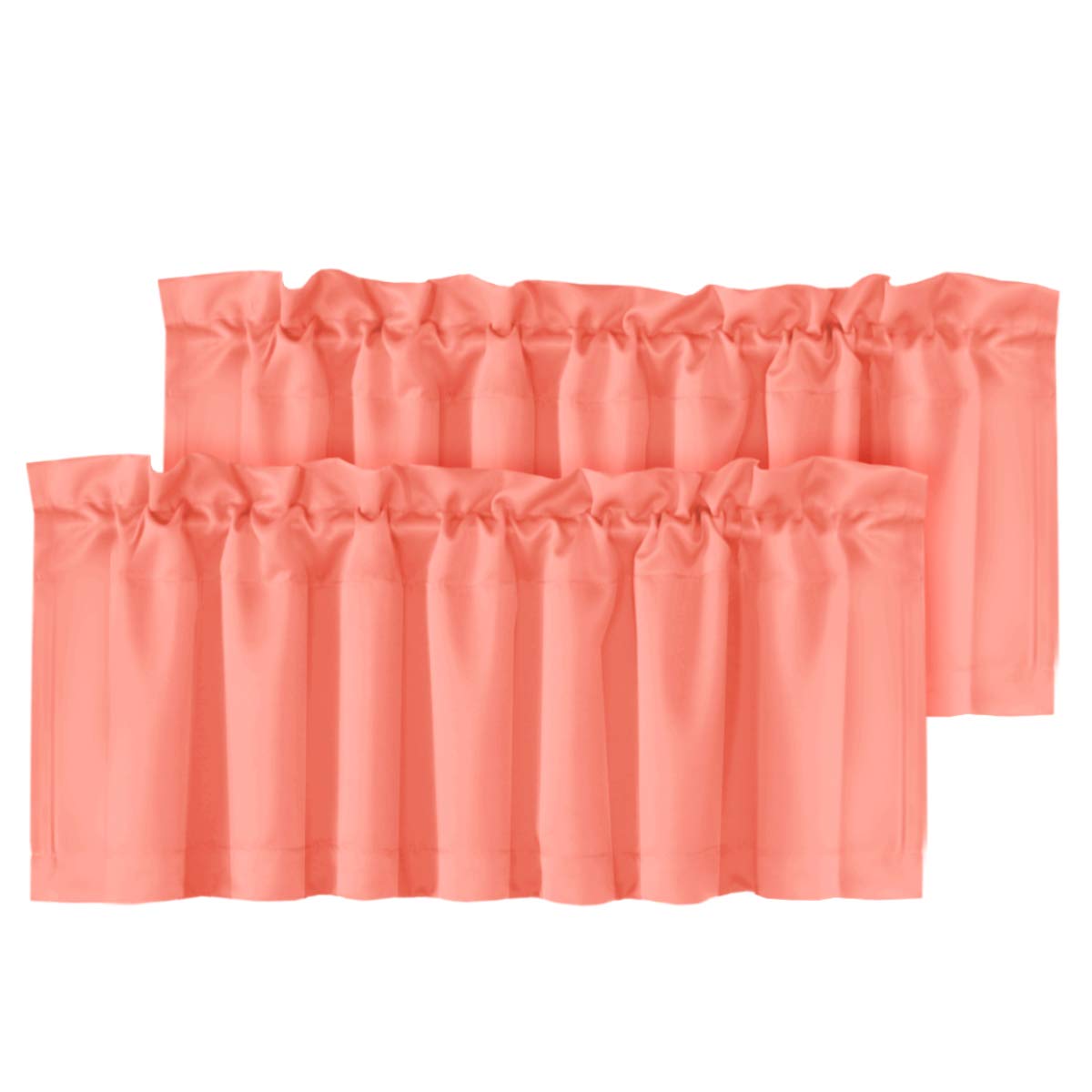 H.VERSAILTEX 2 Panels White Valance for Windows, Natural Blackout Curtains Valances for Small Windows/Living Room/Bedroom/Bathroom Rod Pocket 52" W x 18" L, Pure White，2 Packs