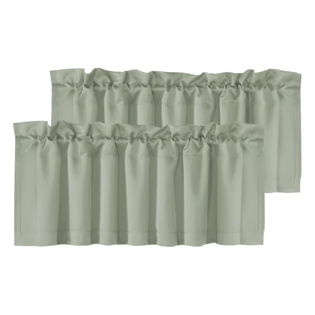 H.VERSAILTEX 2 Panels White Valance for Windows, Natural Blackout Curtains Valances for Small Windows/Living Room/Bedroom/Bathroom Rod Pocket 52" W x 18" L, Pure White，2 Packs