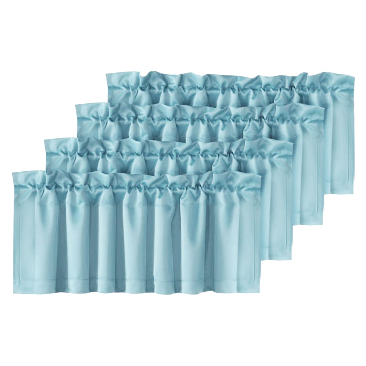 H.VERSAILTEX 2 Panels White Valance for Windows, Natural Blackout Curtains Valances for Small Windows/Living Room/Bedroom/Bathroom Rod Pocket 52" W x 18" L, Pure White，2 Packs