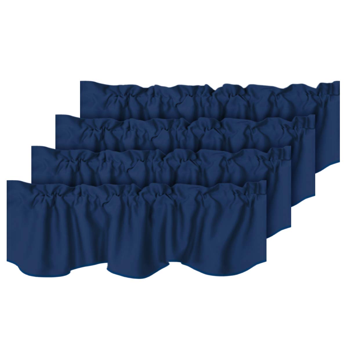 H.VERSAILTEX 2 Panels Blackout Curtain Valances for Kitchen Windows/Living Room/Bathroom Privacy Protection Rod Pocket Decoration Scalloped Window Valance Curtains, 52" W x 18" L, Black