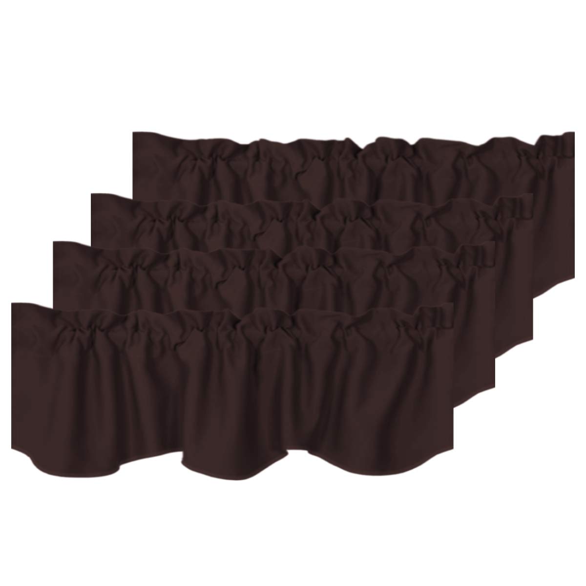 H.VERSAILTEX 2 Panels Blackout Curtain Valances for Kitchen Windows/Living Room/Bathroom Privacy Protection Rod Pocket Decoration Scalloped Window Valance Curtains, 52" W x 18" L, Black