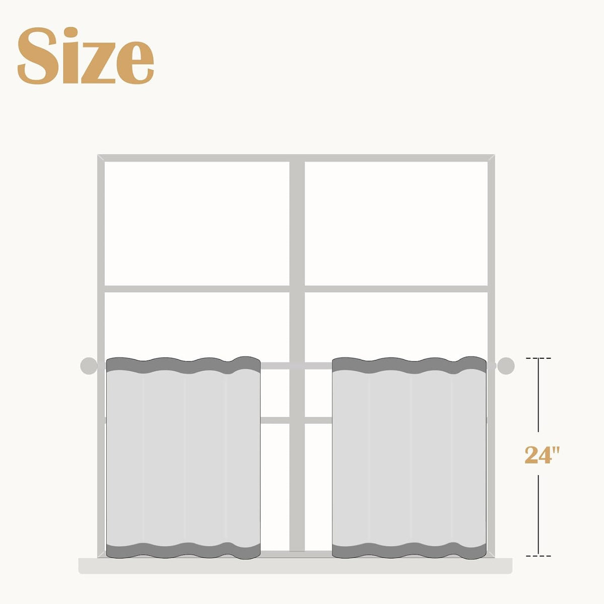 jinchan Linen Blend Kitchen Tier Curtains, 24 Inch, White, 2 Panels