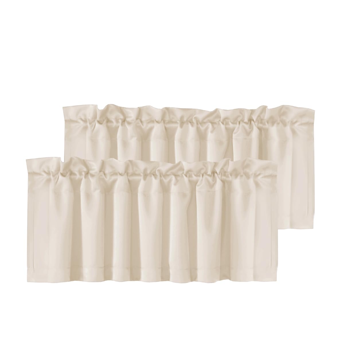 H.VERSAILTEX 2 Panels White Valance for Windows, Natural Blackout Curtains Valances for Small Windows/Living Room/Bedroom/Bathroom Rod Pocket 52" W x 18" L, Pure White，2 Packs