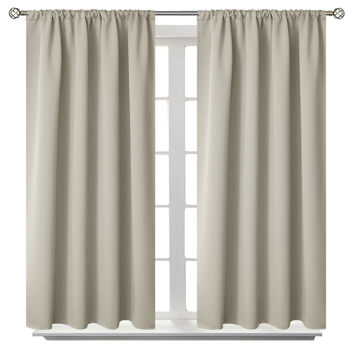BGment Black Blackout Curtains 40 Inches Long for Kitchen Window 2 Panels
