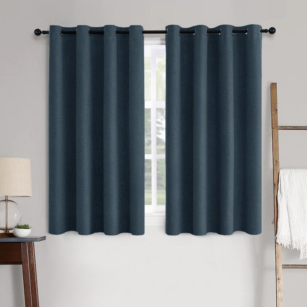 MIULEE 100% Blackout Linen Curtains for Bedroom 52x54 Inches Natural Beige