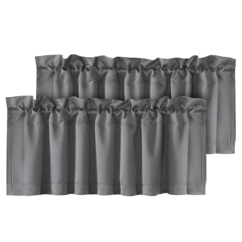 H.VERSAILTEX 2 Panels White Valance for Windows, Natural Blackout Curtains Valances for Small Windows/Living Room/Bedroom/Bathroom Rod Pocket 52" W x 18" L, Pure White，2 Packs