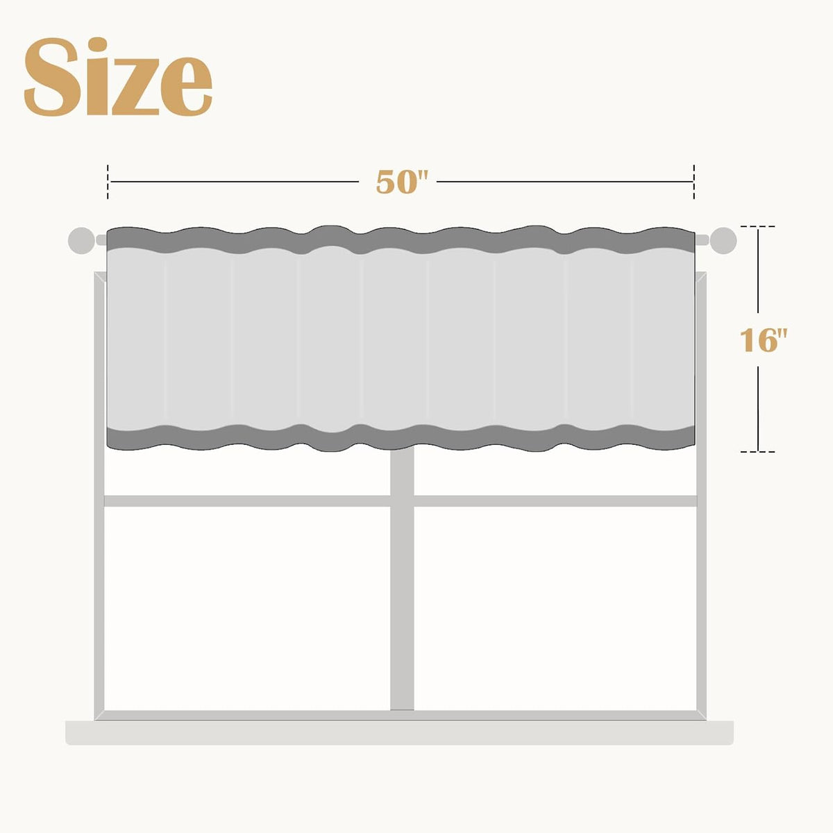 jinchan Floral Linen Kitchen Valance Curtain, 50x16, 1 Panel, Black