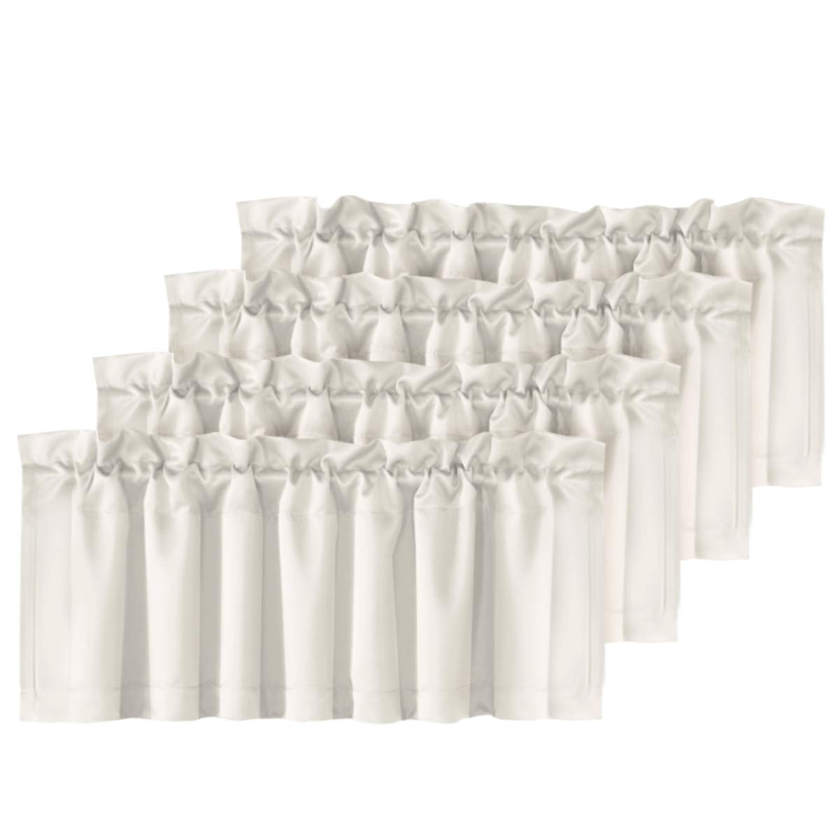 H.VERSAILTEX 2 Panels White Valance for Windows, Natural Blackout Curtains Valances for Small Windows/Living Room/Bedroom/Bathroom Rod Pocket 52" W x 18" L, Pure White，2 Packs
