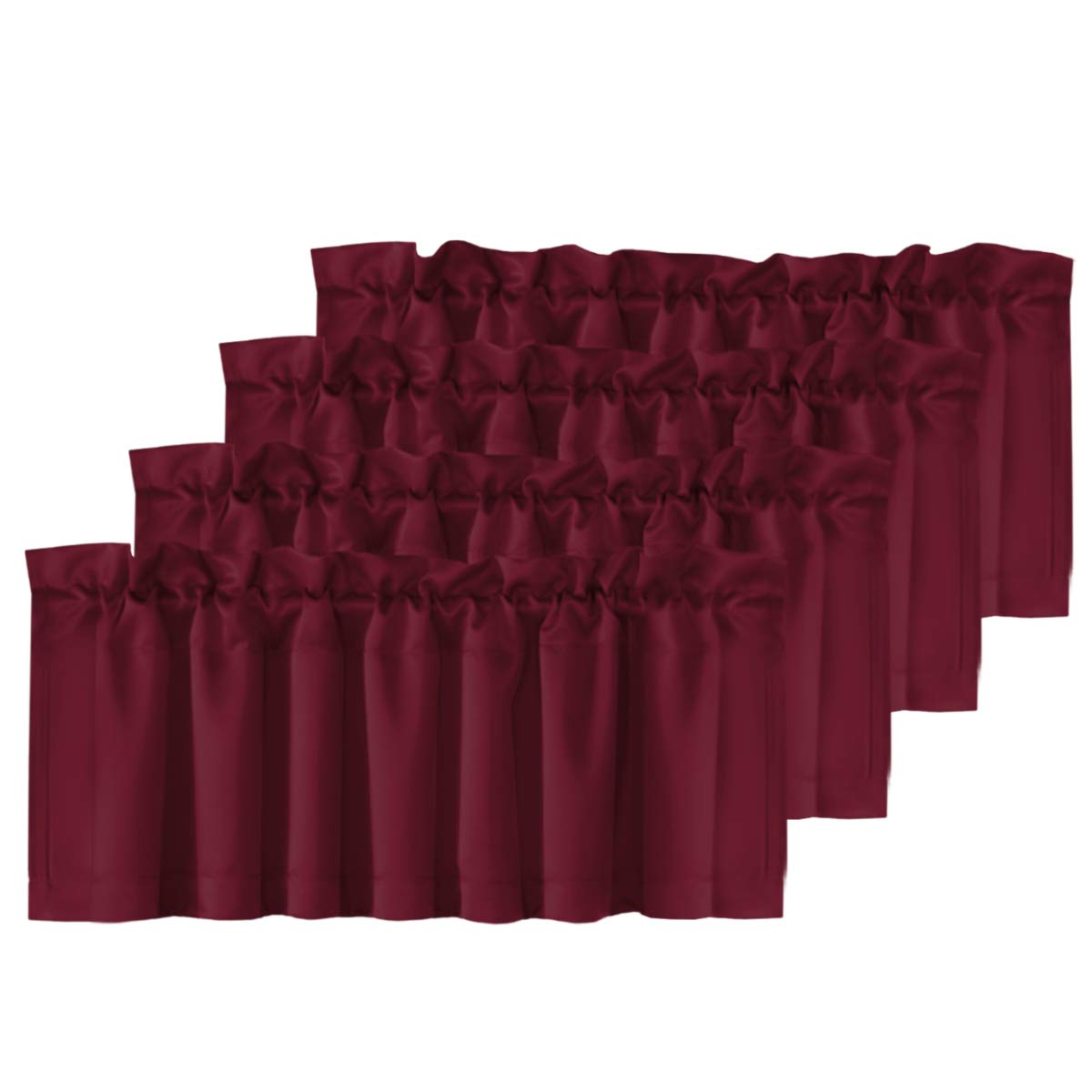 H.VERSAILTEX 2 Panels White Valance for Windows, Natural Blackout Curtains Valances for Small Windows/Living Room/Bedroom/Bathroom Rod Pocket 52" W x 18" L, Pure White，2 Packs