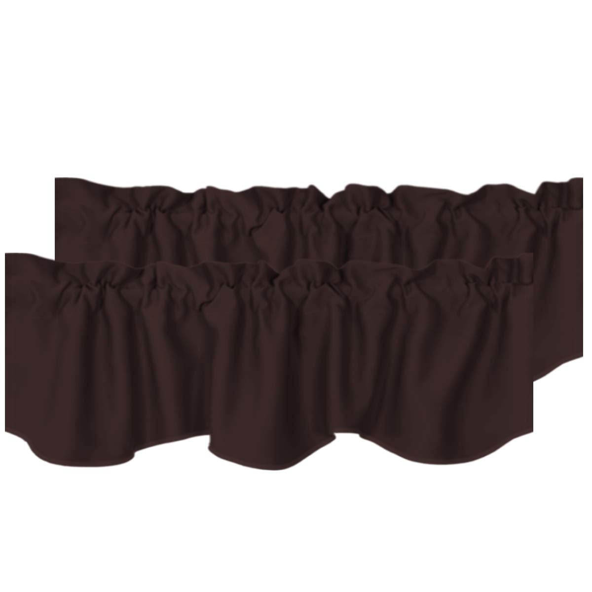 H.VERSAILTEX 2 Panels Blackout Curtain Valances for Kitchen Windows/Living Room/Bathroom Privacy Protection Rod Pocket Decoration Scalloped Window Valance Curtains, 52" W x 18" L, Black