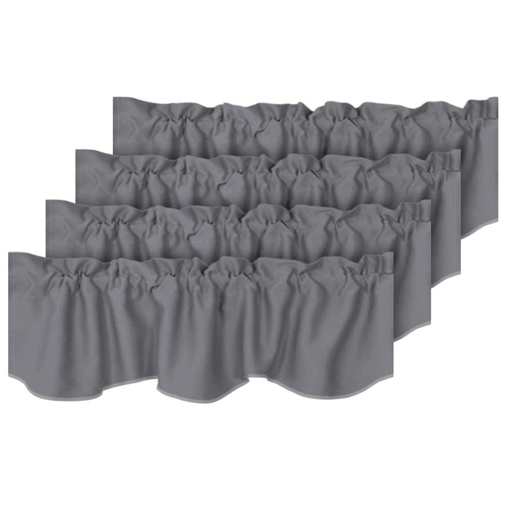 H.VERSAILTEX 2 Panels Blackout Curtain Valances for Kitchen Windows/Living Room/Bathroom Privacy Protection Rod Pocket Decoration Scalloped Window Valance Curtains, 52" W x 18" L, Black
