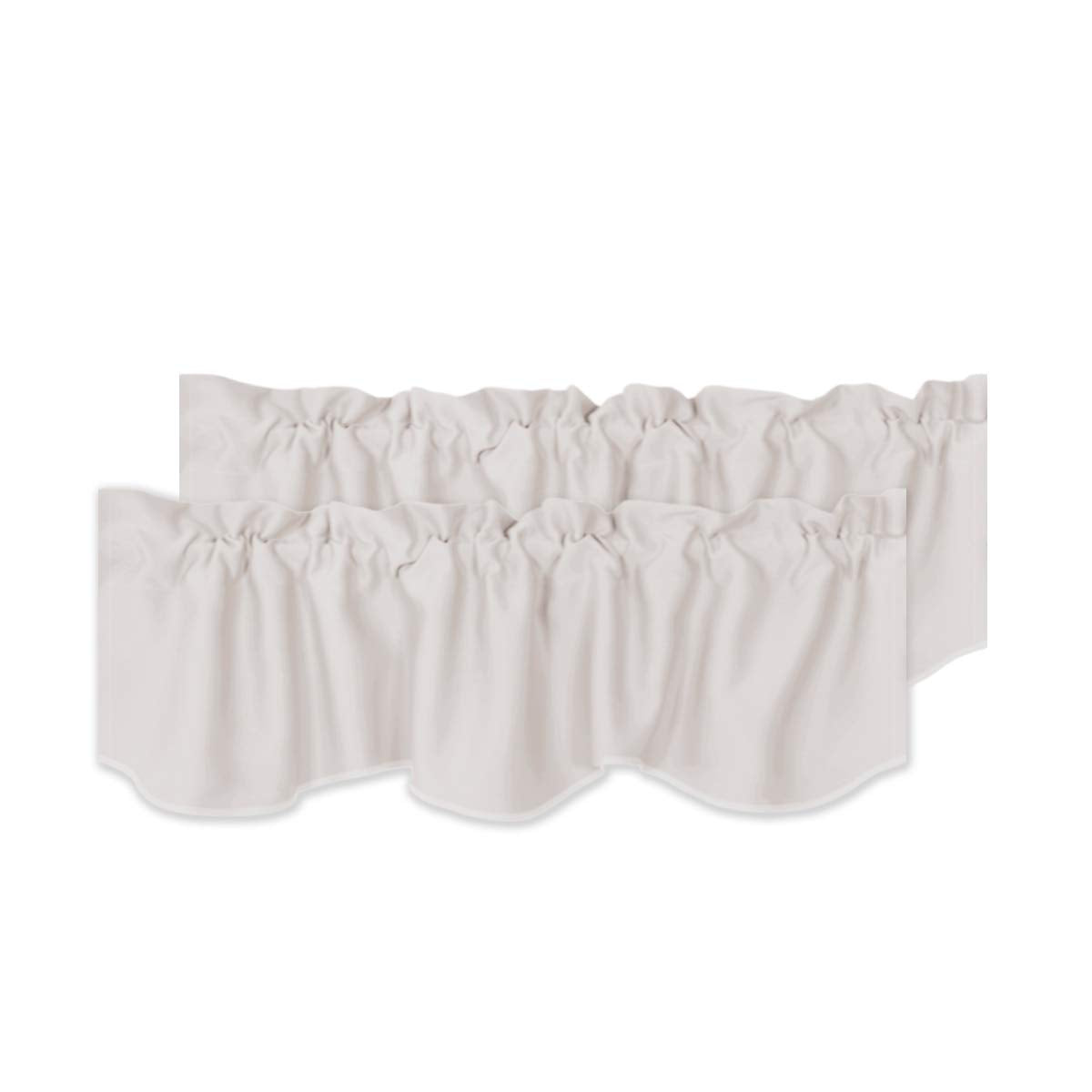 H.VERSAILTEX 2 Panels Blackout Curtain Valances for Kitchen Windows/Living Room/Bathroom Privacy Protection Rod Pocket Decoration Scalloped Window Valance Curtains, 52" W x 18" L, Black