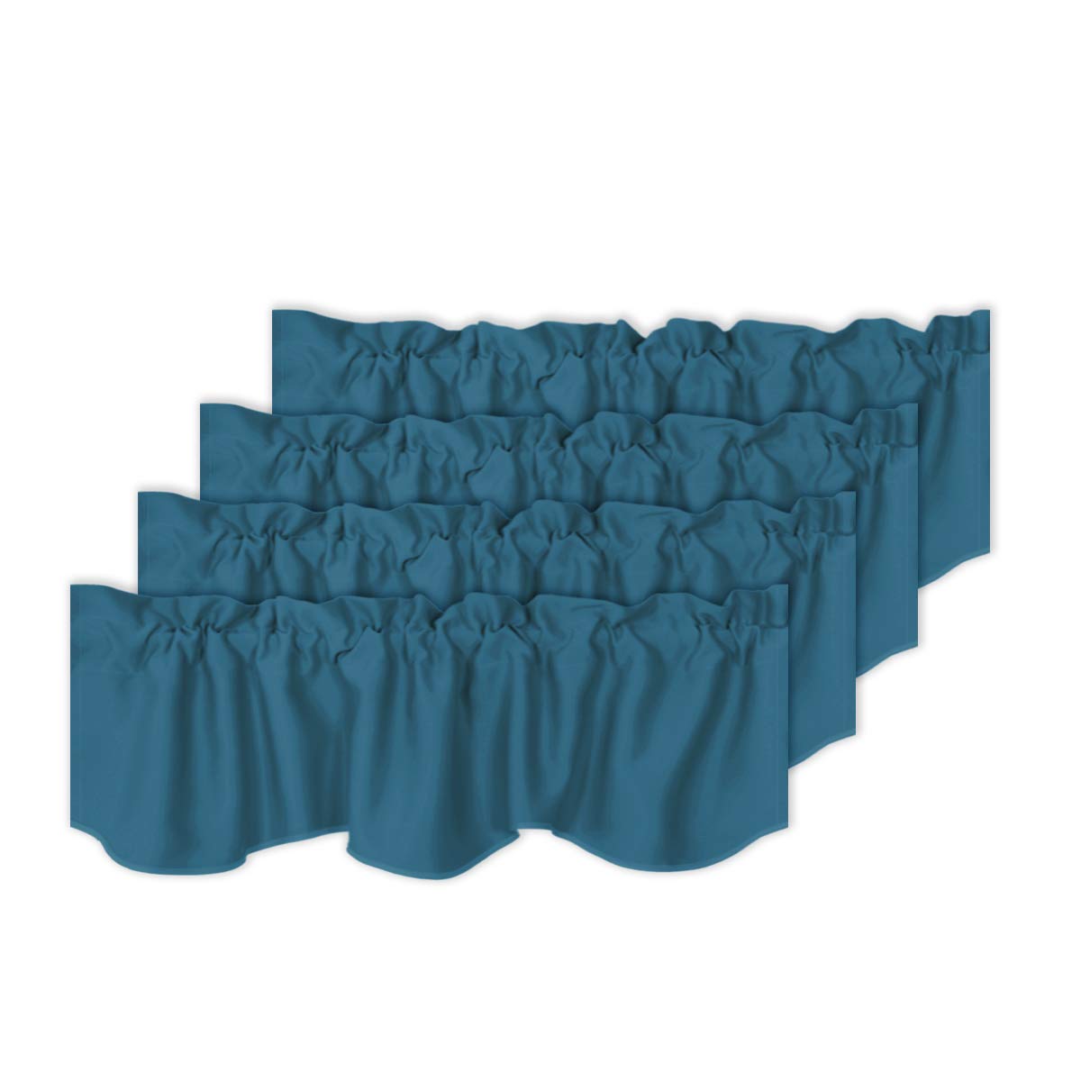 H.VERSAILTEX 2 Panels Blackout Curtain Valances for Kitchen Windows/Living Room/Bathroom Privacy Protection Rod Pocket Decoration Scalloped Window Valance Curtains, 52" W x 18" L, Black