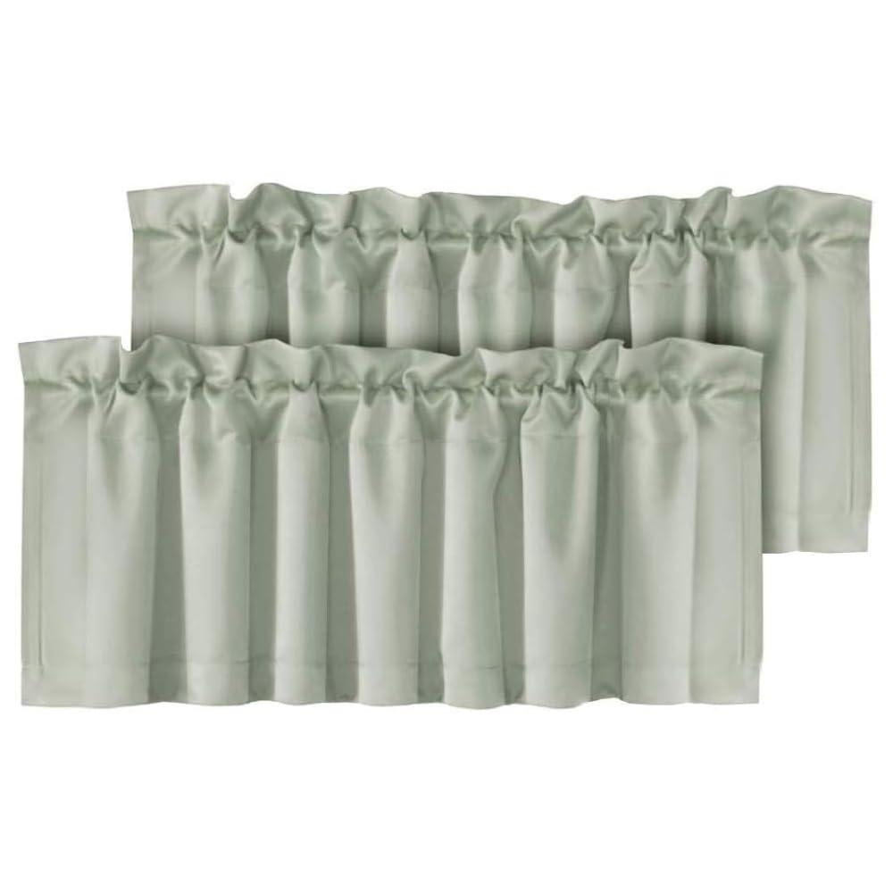 H.VERSAILTEX 2 Panels White Valance for Windows, Natural Blackout Curtains Valances for Small Windows/Living Room/Bedroom/Bathroom Rod Pocket 52" W x 18" L, Pure White，2 Packs