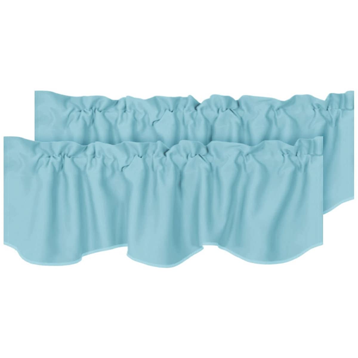 H.VERSAILTEX 2 Panels Blackout Curtain Valances for Kitchen Windows/Living Room/Bathroom Privacy Protection Rod Pocket Decoration Scalloped Window Valance Curtains, 52" W x 18" L, Black