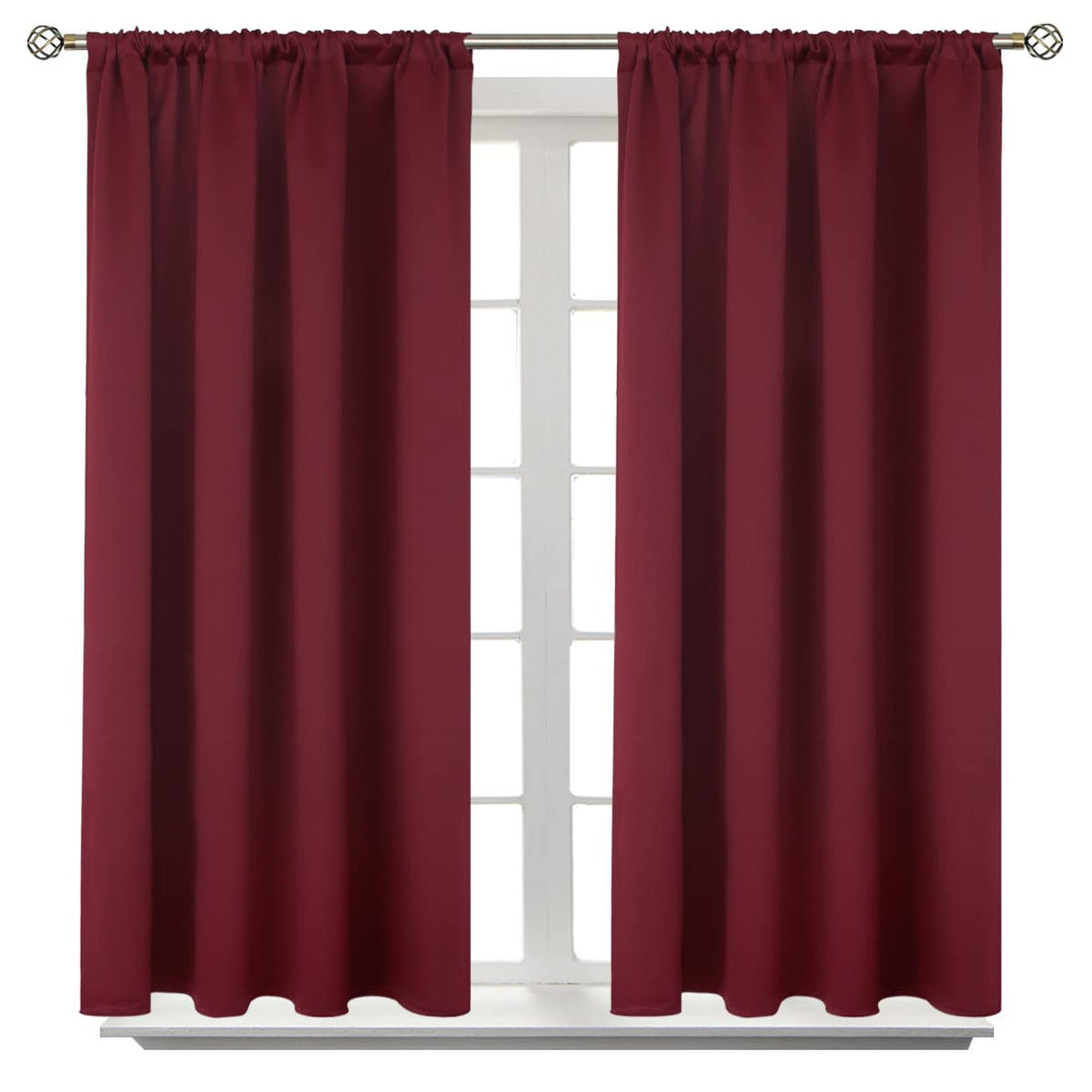 BGment Black Blackout Curtains 40 Inches Long for Kitchen Window 2 Panels