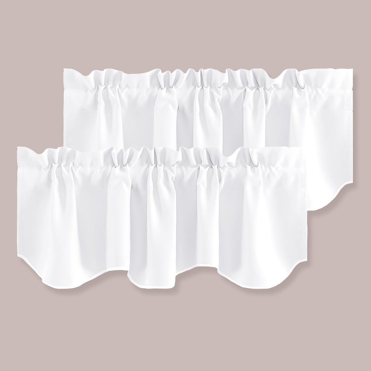 H.VERSAILTEX 2 Panels Blackout Curtain Valances for Kitchen Windows/Living Room/Bathroom Privacy Protection Rod Pocket Decoration Scalloped Window Valance Curtains, 52" W x 18" L, Black