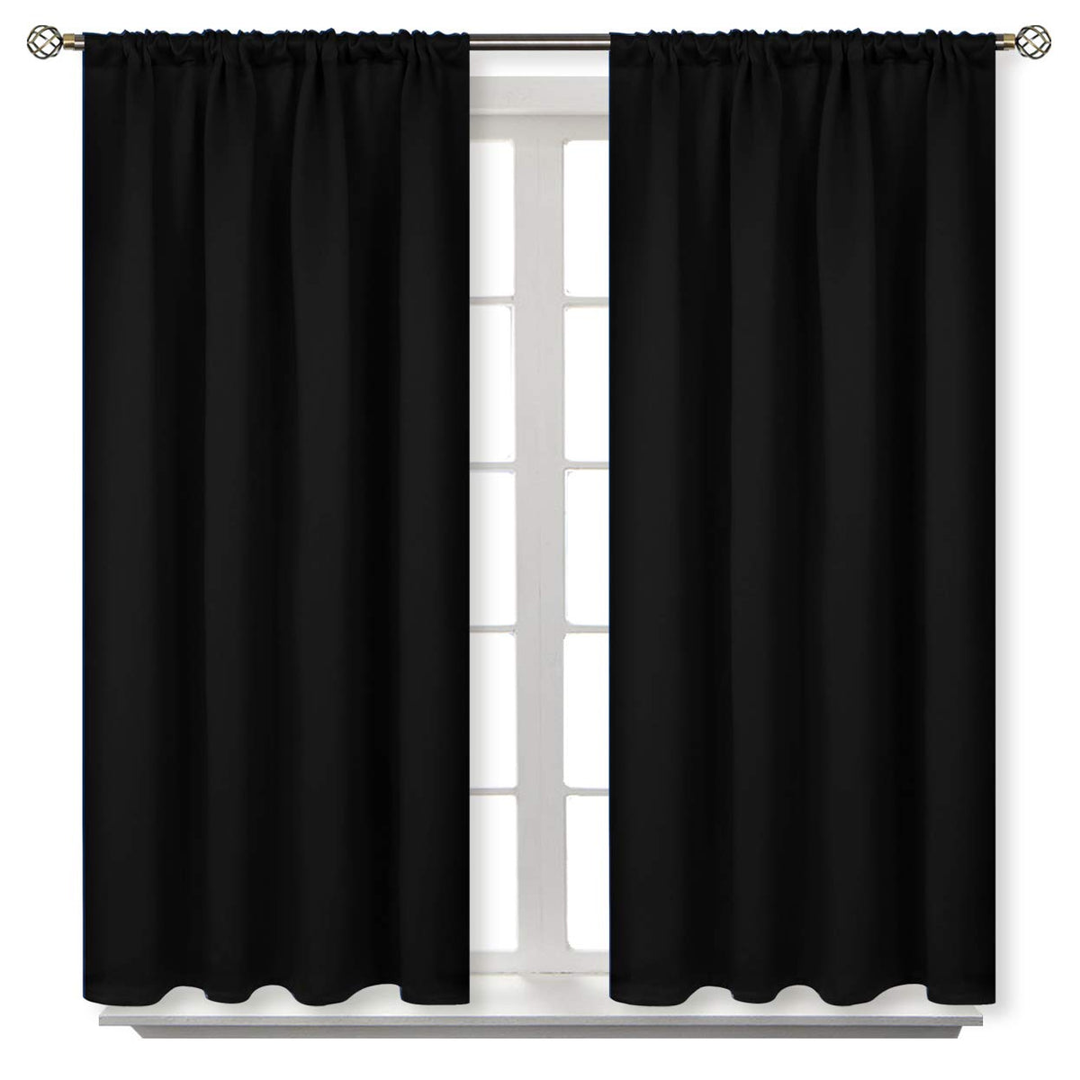 BGment Black Blackout Curtains 40 Inches Long for Kitchen Window 2 Panels