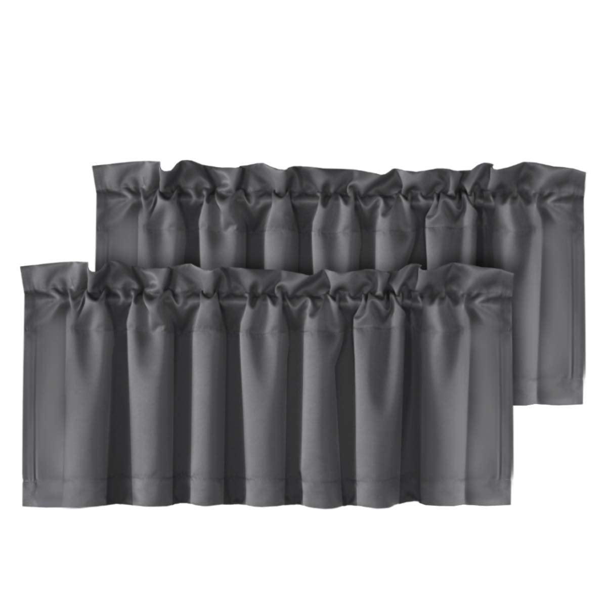 H.VERSAILTEX 2 Panels White Valance for Windows, Natural Blackout Curtains Valances for Small Windows/Living Room/Bedroom/Bathroom Rod Pocket 52" W x 18" L, Pure White，2 Packs