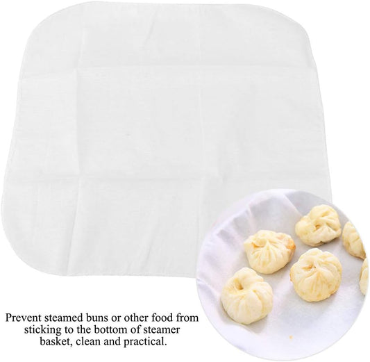 6Pcs 12.6inch Non stick Cotton Steamer Mesh Mat, Reusable Steamed Buns Dumplings Steamer Cloth, Air Fryer Liner Steaming, Food Filter Cloth, for Home Kitchen Cooking