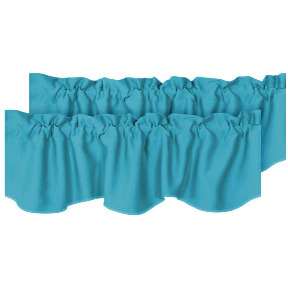 H.VERSAILTEX 2 Panels Blackout Curtain Valances for Kitchen Windows/Living Room/Bathroom Privacy Protection Rod Pocket Decoration Scalloped Window Valance Curtains, 52" W x 18" L, Black