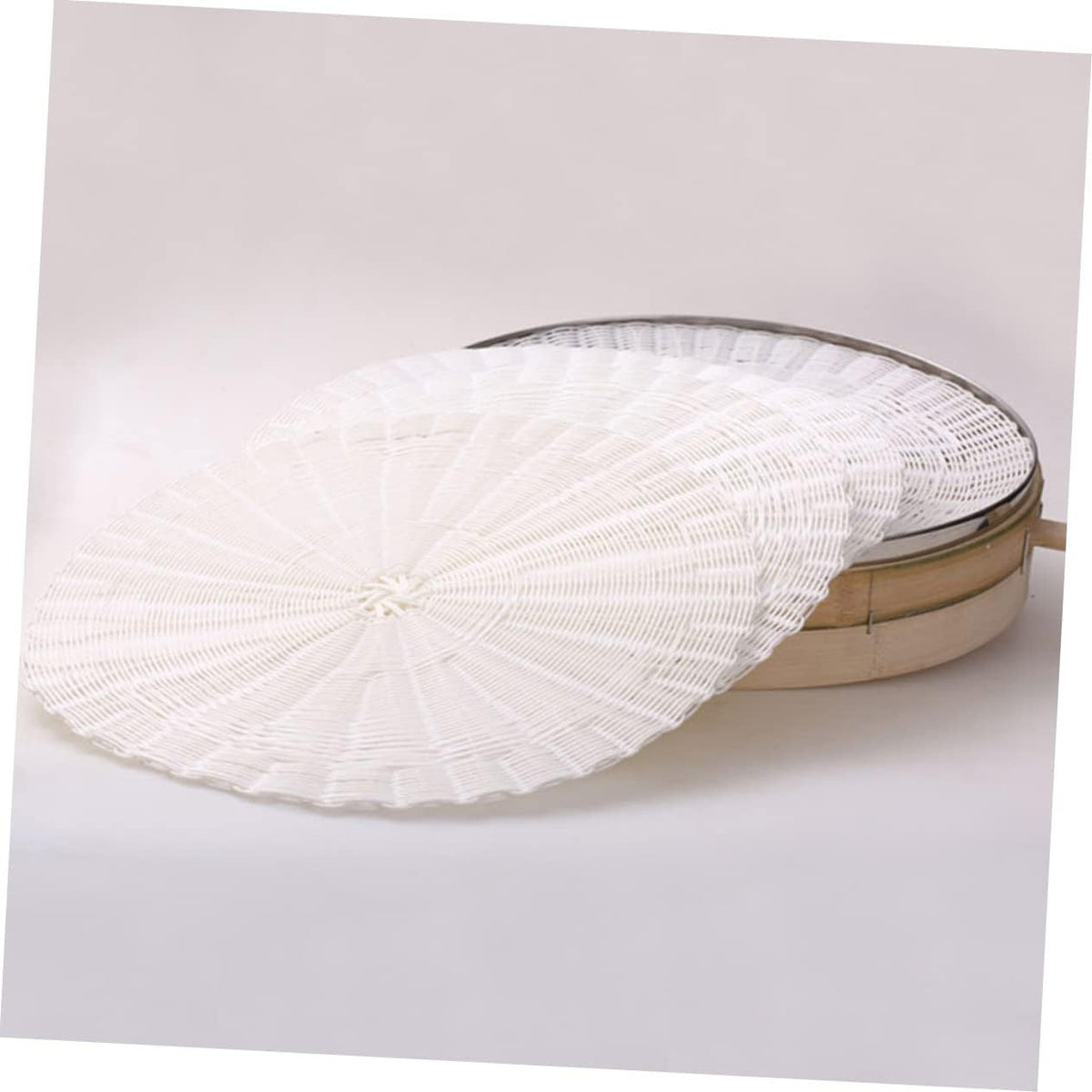2pcs Non-stick Imitation Rattan Steamer Mats Round Steaming Pads for Steamed Buns and Dim Sum Food Grade Reusable