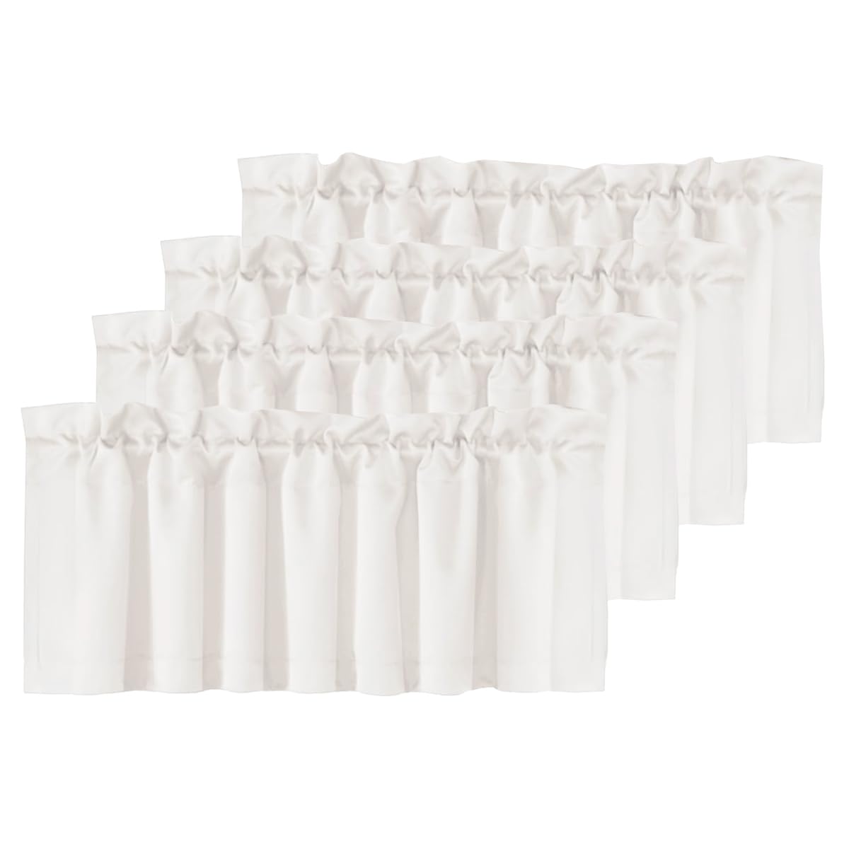 H.VERSAILTEX 2 Panels White Valance for Windows, Natural Blackout Curtains Valances for Small Windows/Living Room/Bedroom/Bathroom Rod Pocket 52" W x 18" L, Pure White，2 Packs