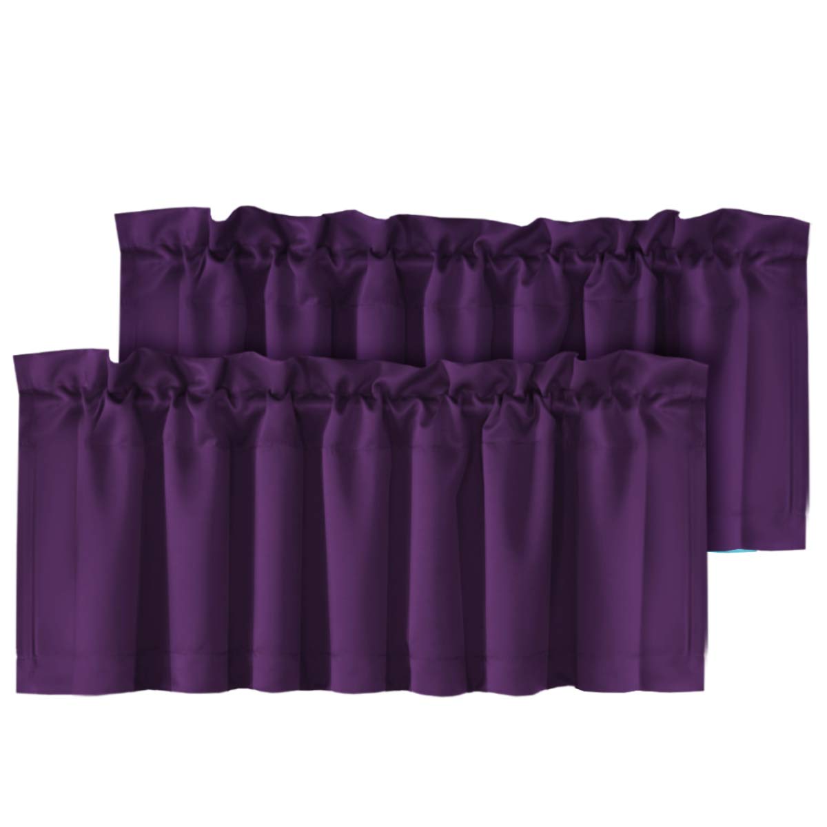 H.VERSAILTEX 2 Panels White Valance for Windows, Natural Blackout Curtains Valances for Small Windows/Living Room/Bedroom/Bathroom Rod Pocket 52" W x 18" L, Pure White，2 Packs