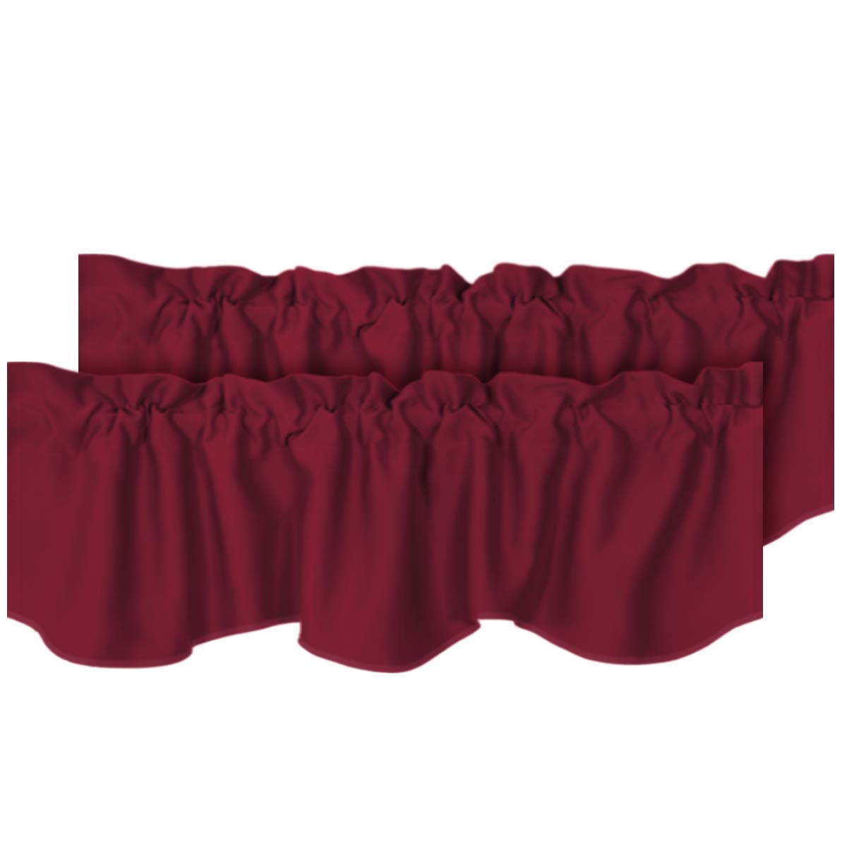 H.VERSAILTEX 2 Panels Blackout Curtain Valances for Kitchen Windows/Living Room/Bathroom Privacy Protection Rod Pocket Decoration Scalloped Window Valance Curtains, 52" W x 18" L, Black