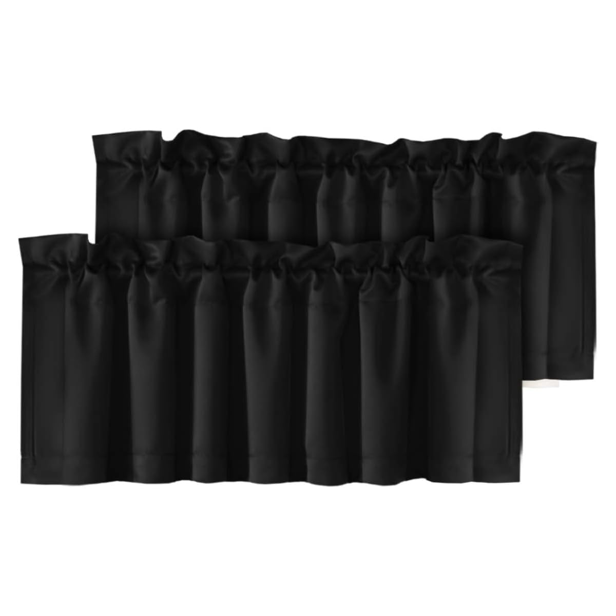 H.VERSAILTEX 2 Panels White Valance for Windows, Natural Blackout Curtains Valances for Small Windows/Living Room/Bedroom/Bathroom Rod Pocket 52" W x 18" L, Pure White，2 Packs