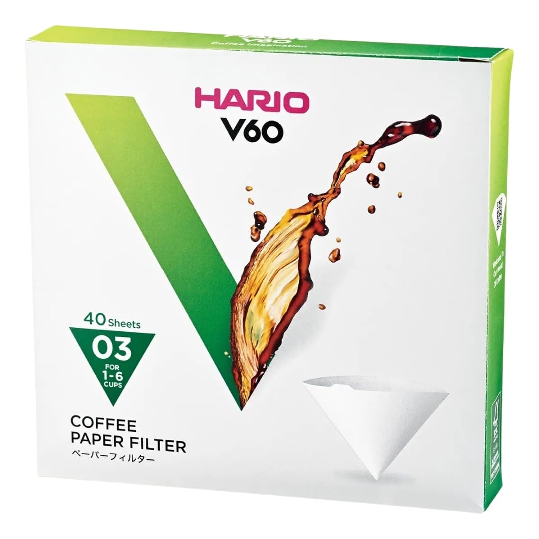 Hario V60 Paper Coffee Filter, Size 02, White, 200ct