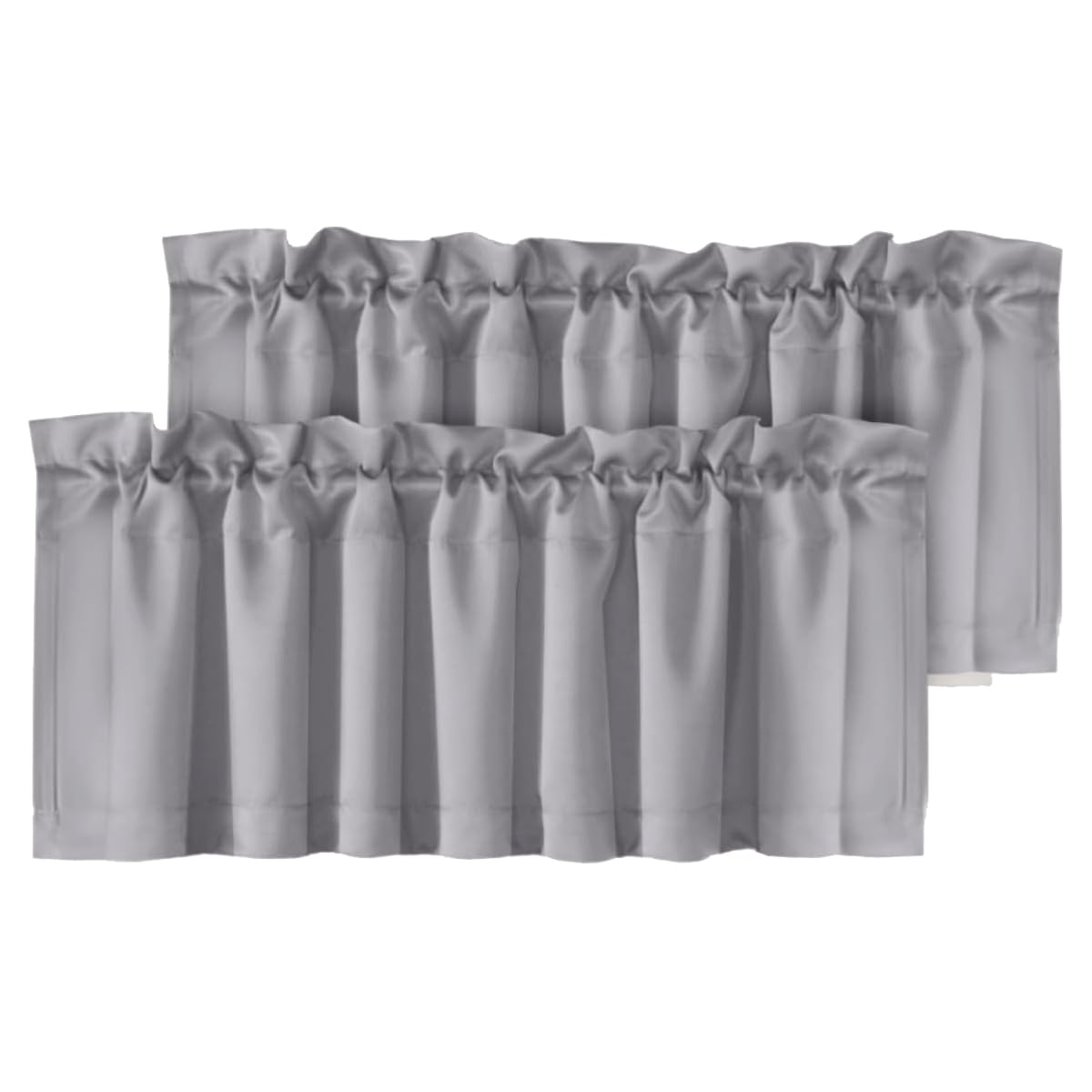 H.VERSAILTEX 2 Panels White Valance for Windows, Natural Blackout Curtains Valances for Small Windows/Living Room/Bedroom/Bathroom Rod Pocket 52" W x 18" L, Pure White，2 Packs