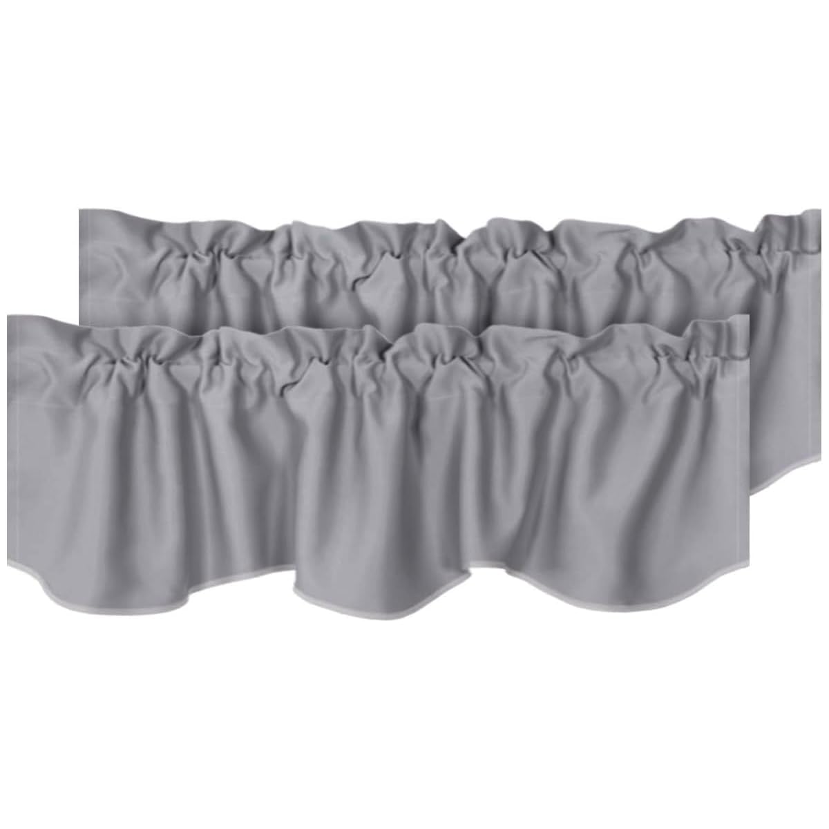 H.VERSAILTEX 2 Panels Blackout Curtain Valances for Kitchen Windows/Living Room/Bathroom Privacy Protection Rod Pocket Decoration Scalloped Window Valance Curtains, 52" W x 18" L, Black