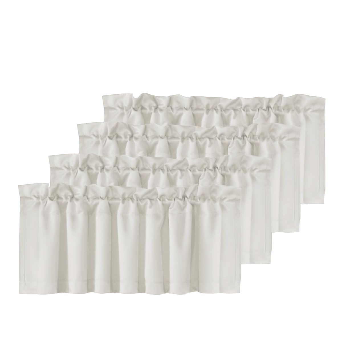 H.VERSAILTEX 2 Panels White Valance for Windows, Natural Blackout Curtains Valances for Small Windows/Living Room/Bedroom/Bathroom Rod Pocket 52" W x 18" L, Pure White，2 Packs