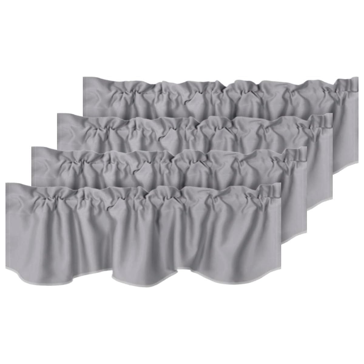 H.VERSAILTEX 2 Panels Blackout Curtain Valances for Kitchen Windows/Living Room/Bathroom Privacy Protection Rod Pocket Decoration Scalloped Window Valance Curtains, 52" W x 18" L, Black