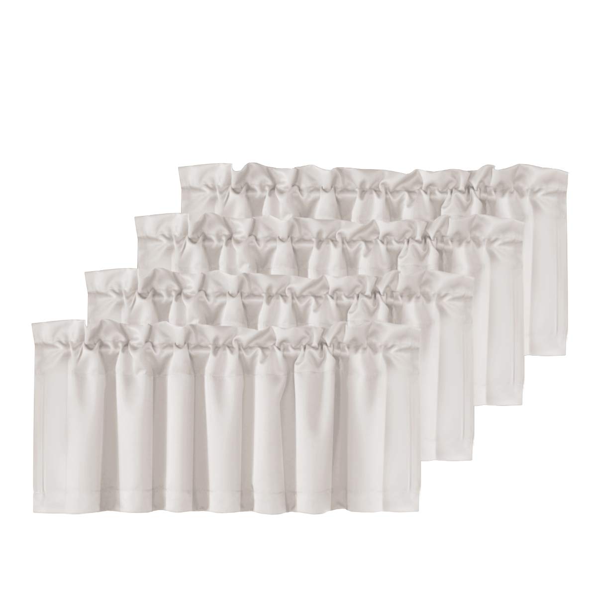 H.VERSAILTEX 2 Panels White Valance for Windows, Natural Blackout Curtains Valances for Small Windows/Living Room/Bedroom/Bathroom Rod Pocket 52" W x 18" L, Pure White，2 Packs