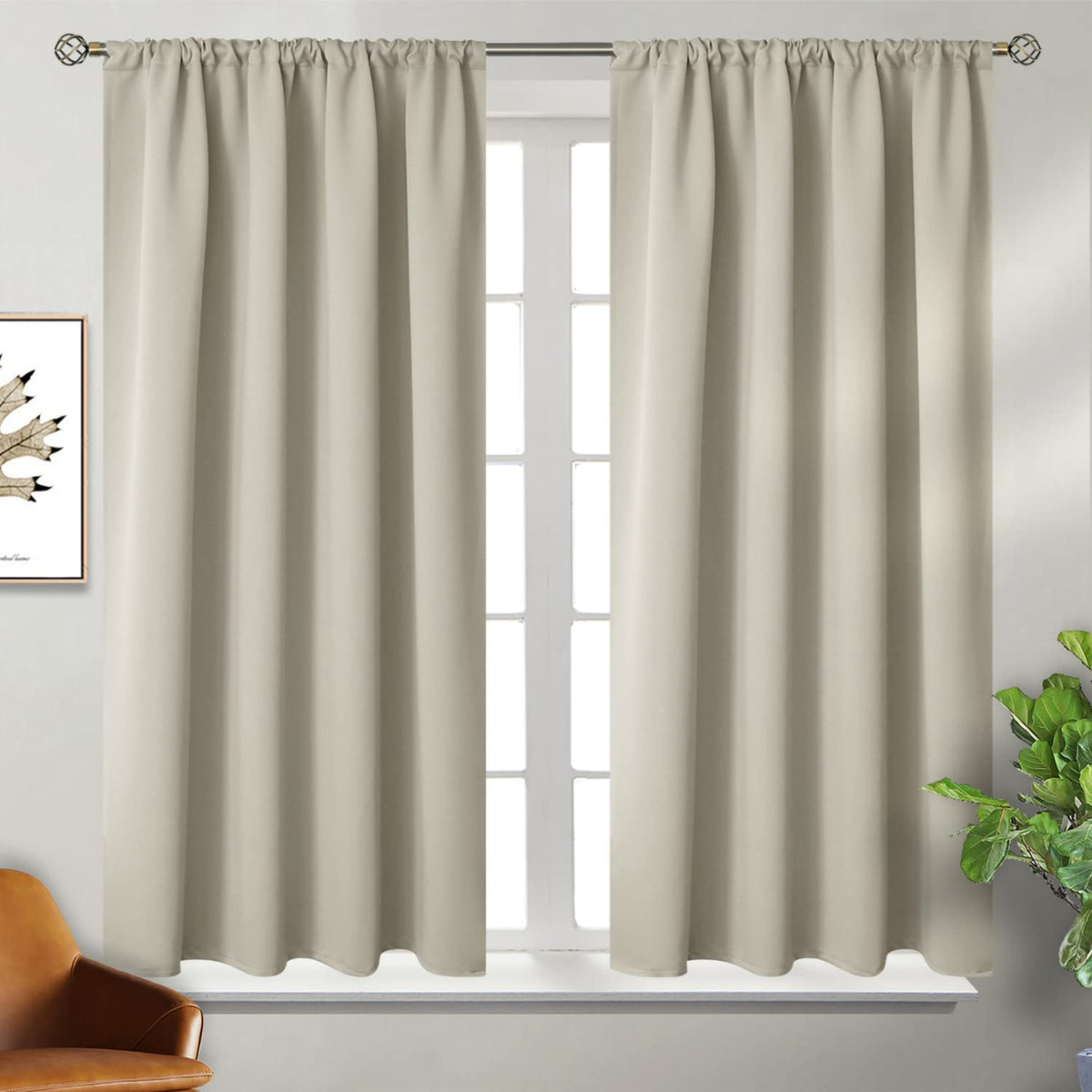 BGment Black Blackout Curtains 40 Inches Long for Kitchen Window 2 Panels