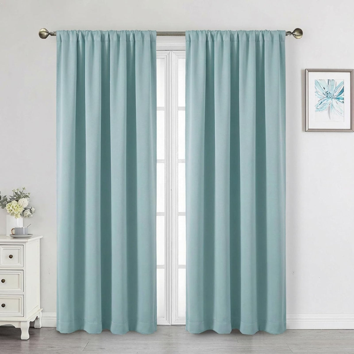 Black Cafe Blackout Curtains 36 Inch Length 2 Panels Set, Soft Solid Thermal Insulated Room Darkening Small Window Curtains for Kitchen Bathroom Basement, Black, Each, 40" Wx36 L