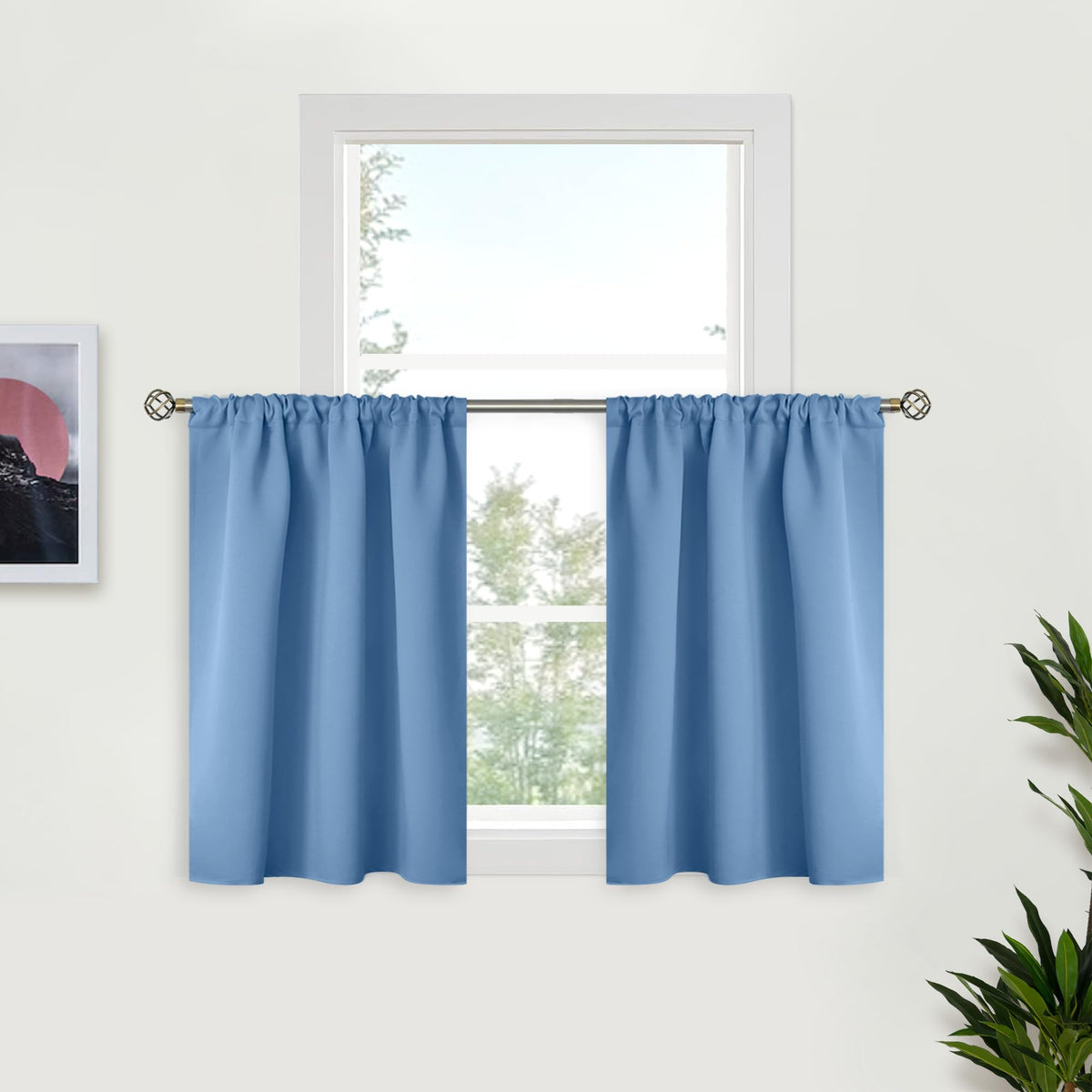 BGment Black Blackout Curtains 40 Inches Long for Kitchen Window 2 Panels