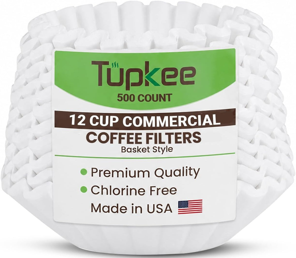 Large 12 Cup Commercial Coffee Filters, 9.75" x 4.25", 500 Count