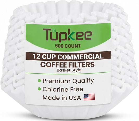 Large 12 Cup Commercial Coffee Filters, 9.75" x 4.25", 500 Count
